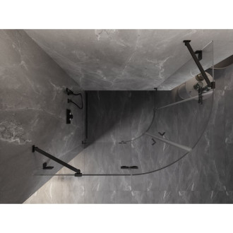 Půlkruhový sprchový kout Mexen Lunar, levý, výklopný, 90 x 70 cm, průhledný, černý - 833-090L-070P-70-00