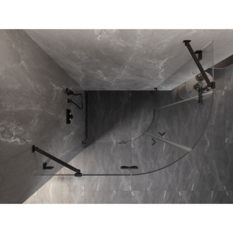 Půlkruhový sprchový kout Mexen Lunar, levý, výklopný, 90 x 80 cm, průhledný, černý - 833-090L-080P-70-00