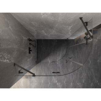 Půlkruhový sprchový kout Mexen Lunar, levý, výklopný, 80 x 70 cm, průhledný, stříbrná metalíza - 833-080L-070P-95-00