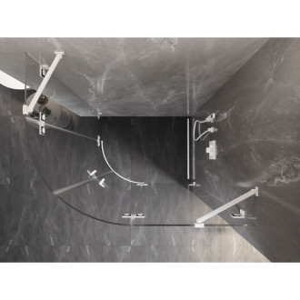 Půlkruhový sprchový kout Mexen Lunar, pravý, výklopný, 80 x 70 cm, průhledný, bílý - 833-080P-070L-20-00