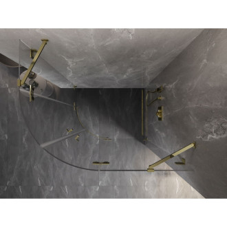 Půlkruhový sprchový kout Mexen Lunar, pravý, výklopný, 100 x 90 cm, průhledný, zlatý - 833-100P-090L-50-00