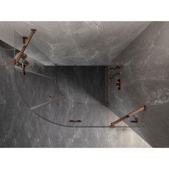 Půlkruhový sprchový kout Mexen Lunar, pravý, výklopný, 100 x 90 cm, průhledný, růžové zlato - 833-100P-090L-60-00