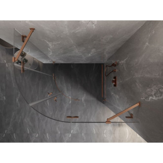 Půlkruhový sprchový kout Mexen Lunar, pravý, výklopný, 100 x 70 cm, průhledný, kartáčovaná měď - 833-100P-070L-65-00