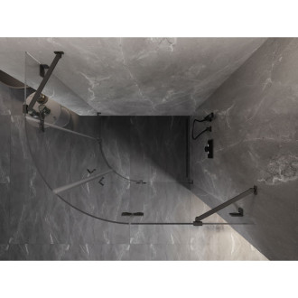 Půlkruhový sprchový kout Mexen Lunar, pravý, výklopný, 80 x 70 cm, průhledný, stříbrná metalíza - 833-080P-070L-95-00