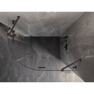 Půlkruhový sprchový kout Mexen Lunar, pravý, výklopný, 90 x 70 cm, průhledný, stříbrná metalíza - 833-090P-070L-95-00