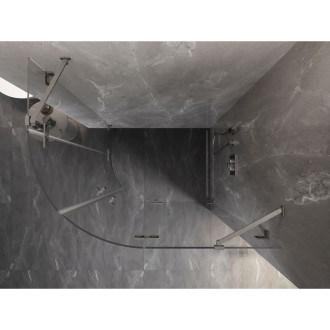 Půlkruhový sprchový kout Mexen Lunar, pravý, výklopný, 90 x 80 cm, průhledný, kartáčovaný nikl - 833-090P-080L-97-00