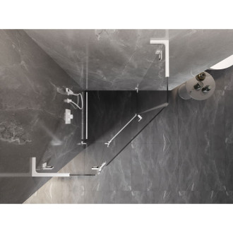 Sprchový kout Mexen Lunar L pětiúhelníkový, levý, výklopný, 80 x 80 cm, průhledný, bílý - 831L-080L-080P-20-00-L