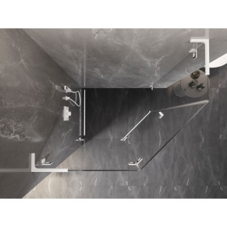 Sprchový kout Mexen Lunar L pětiúhelníkový, levý, výklopný, 100 x 80 cm, průhledný, bílý - 831L-100L-080P-20-00-L