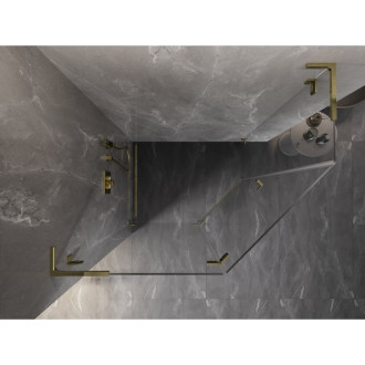Sprchový kout Mexen Lunar L pětiúhelníkový, levý, výklopný, 90 x 80 cm, průhledný, zlatý - 831L-090L-080P-50-00-L