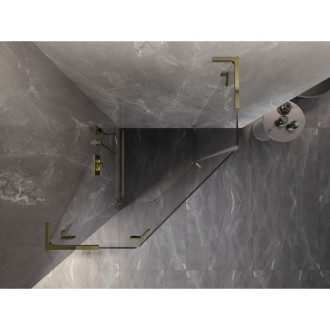 Sprchový kout Mexen Lunar L pětiúhelníkový, levý, výklopný, 90 x 90 cm, průhledný, zlatý - 831L-090L-090P-50-00-L