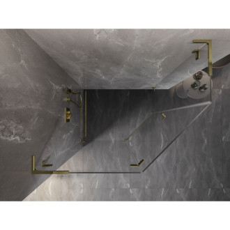 Sprchový kout Mexen Lunar L pětiúhelníkový, levý, výklopný, 100 x 80 cm, průhledný, zlatý - 831L-100L-080P-50-00-L