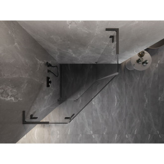 Sprchový kout Mexen Lunar L pětiúhelníkový, levý, výklopný, 80x80 cm, průhledný, kartáčovaná pistole gray - 831L-080L-080P-66-00-L