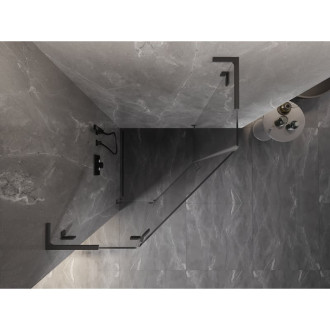 Sprchový kout Mexen Lunar L pětiúhelníkový, levý, výklopný, 80 x 80 cm, průhledný, stříbrná metalíza - 831L-080L-080P-95-00-L