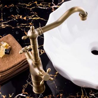 REA Rustico kuchyňská umyvadlová baterie - antická zlatá REA-B5521