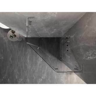 Sprchový kout Mexen Lunar L pětiúhelníkový, pravý, výklopný, 90 x 90 cm, průhledný, chrom - 831L-090P-090L-01-00-P