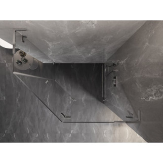 Sprchový kout Mexen Lunar L pětiúhelníkový, pravý, výklopný, 100 x 80 cm, průhledný, chrom - 831L-100P-080L-01-00-P