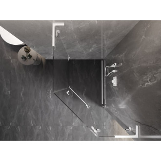 Sprchový kout Mexen Lunar L pětiúhelníkový, pravý, výklopný, 90 x 100 cm, průhledný, bílý - 831L-090P-100L-20-00-P