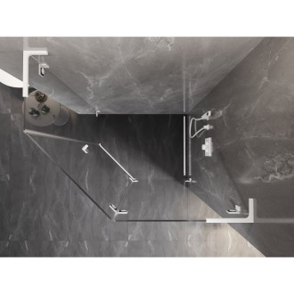 Sprchový kout Mexen Lunar L pětiúhelníkový, pravý, výklopný, 100 x 90 cm, průhledný, bílý - 831L-100P-090L-20-00-P