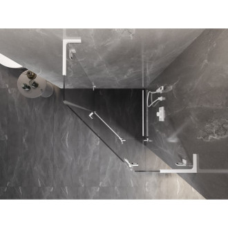 Sprchový kout Mexen Lunar L pětiúhelníkový, pravý, výklopný, 100 x 100 cm, průhledný, bílý - 831L-100P-100L-20-00-P