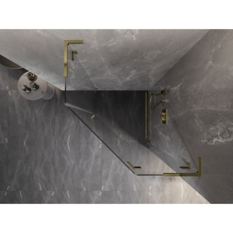 Sprchový kout Mexen Lunar L pětiúhelníkový, pravý, výklopný, 80 x 80 cm, průhledný, zlatý - 831L-080P-080L-50-00-P