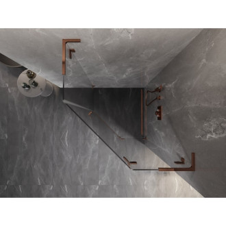 Sprchový kout Mexen Lunar L pětiúhelníkový, pravý, výklopný, 100 x 100 cm, průhledný, růžové zlato - 831L-100P-100L-60-00-P