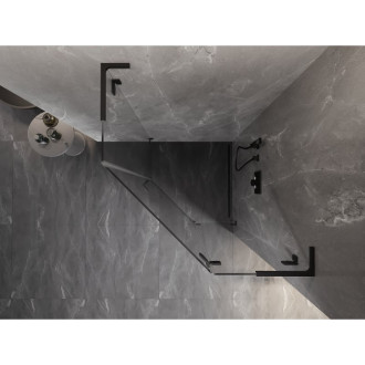 Sprchový kout Mexen Lunar L pětiúhelníkový, pravý, výklopný, 90 x 90 cm, průhledný, černý - 831L-090P-090L-70-00-P