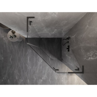 Sprchový kout Mexen Lunar L pětiúhelníkový, pravý, výklopný, 90 x 90 cm, průhledný, stříbrná metalíza - 831L-090P-090L-95-00-P