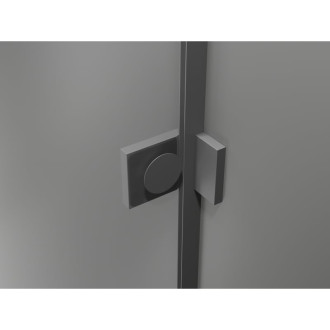 Sprchový kout Mexen Lunar L pětiúhelníkový, pravý, výklopný, 90 x 90 cm, průhledný, stříbrná metalíza - 831L-090P-090L-95-00-P