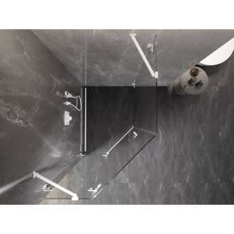 Sprchový kout Mexen Lunar pětiúhelníkový, levý, výklopný, 80 x 90 cm, průhledný, bílý - 831-080L-090P-20-00-L