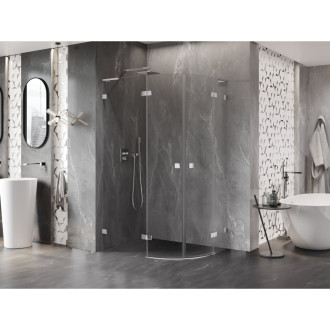 Mexen Lunar L půlkruhový sprchový kout, levý, výklopný, 90 x 80 cm, průhledný, chrom - 833L-090L-080P-01-00