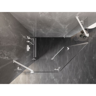 Sprchový kout Mexen Lunar pětiúhelníkový, levý, výklopný, 100 x 80 cm, průhledný, bílý - 831-100L-080P-20-00-L