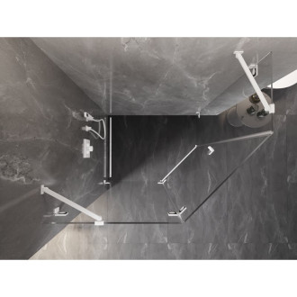 Sprchový kout Mexen Lunar pětiúhelníkový, levý, výklopný, 100 x 90 cm, průhledný, bílý - 831-100L-090P-20-00-L