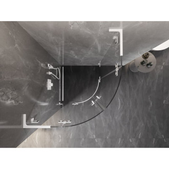 Mexen Lunar L půlkruhový výklopný sprchový kout 100 x 100 cm, průhledný, bílý - 833L-100L-100P-20-00