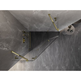 Sprchový kout Mexen Lunar pětiúhelníkový, levý, výklopný, 100 x 100 cm, průhledný, zlatý - 831-100L-100P-50-00-L