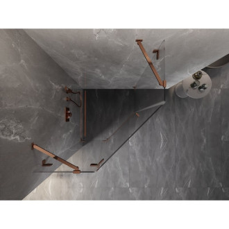 Sprchový kout Mexen Lunar pětiúhelníkový, levý, výklopný, 90 x 90 cm, průhledný, růžové zlato - 831-090L-090P-60-00-L