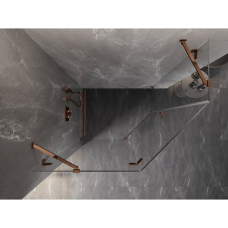 Sprchový kout Mexen Lunar pětiúhelníkový, levý, výklopný, 100 x 90 cm, průhledný, růžové zlato - 831-100L-090P-60-00-L