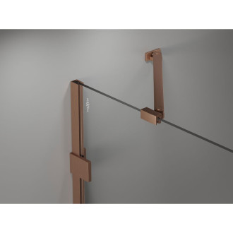 Sprchový kout Mexen Lunar pětiúhelníkový, levý, výklopný, 80 x 80 cm, průhledný, kartáčovaná měď - 831-080L-080P-65-00-L