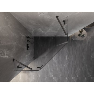 Sprchový kout Mexen Lunar pětiúhelníkový, levý, výklopný, 90 x 90 cm, průhledný, kartáčovaná pistole gray - 831-090L-090P-66-00-L