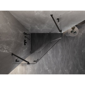 Sprchový kout Mexen Lunar pětiúhelníkový, levý, výklopný, 90 x 90 cm, průhledný, černý - 831-090L-090P-70-00-L