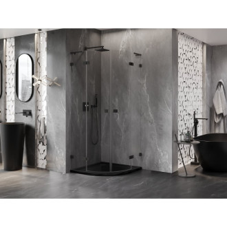 Mexen Lunar L půlkruhový výklopný sprchový kout 80 x 80 cm, průhledný, černý - 833L-080L-080P-70-00