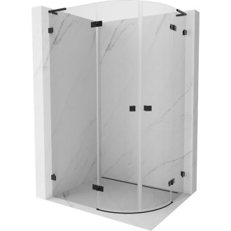 Mexen Lunar L půlkruhový sprchový kout, levý, výklopný, 100 x 90 cm, průhledný, černý - 833L-100L-090P-70-00