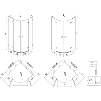 Mexen Lunar L půlkruhový výklopný sprchový kout 100 x 100 cm, průhledný, stříbrná metalíza - 833L-100L-100P-95-00