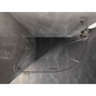 Půlkruhový sprchový kout Mexen Lunar L, levý, výklopný, 100 x 70 cm, průhledný, kartáčovaný nikl - 833L-100L-070P-97-00