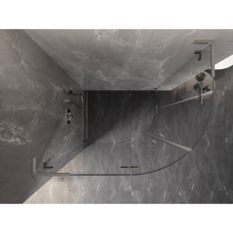 Půlkruhový sprchový kout Mexen Lunar L, levý, výklopný, 100 x 90 cm, průhledný, kartáčovaný nikl - 833L-100L-090P-97-00