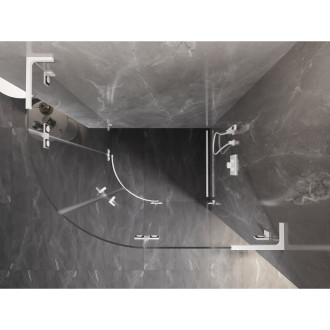 Mexen Lunar L půlkruhový sprchový kout, pravý, výklopný, 100 x 90 cm, průhledný, bílý - 833L-100P-090L-20-00