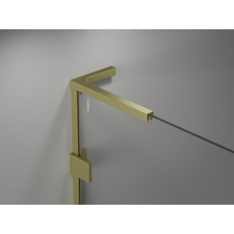 Půlkruhový sprchový kout Mexen Lunar L, pravý, výklopný, 100 x 80 cm, průhledný, kartáčované zlato - 833L-100P-080L-55-00