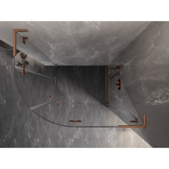 Půlkruhový sprchový kout Mexen Lunar L, pravý, výklopný, 100 x 70 cm, průhledný, kartáčovaná měď - 833L-100P-070L-65-00