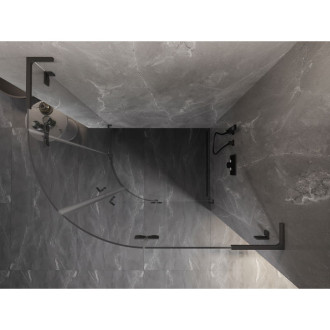 Půlkruhový sprchový kout Mexen Lunar L, pravý, výklopný, 90 x 80 cm, průhledný, stříbrná metalíza - 833L-090P-080L-95-00