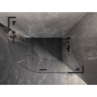 Půlkruhový sprchový kout Mexen Lunar L, pravý, výklopný, 100 x 70 cm, průhledný, stříbrná metalíza - 833L-100P-070L-95-00