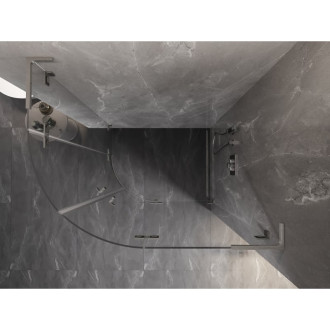 Půlkruhový sprchový kout Mexen Lunar L, pravý, výklopný, 90 x 70 cm, průhledný, kartáčovaný nikl - 833L-090P-070L-97-00